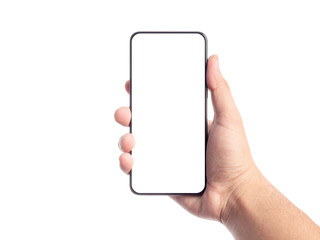 Male hand holding smartphone