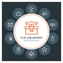 hotel, travel, valentine Infographic Circle outline Icons Set. Contains such Icons as  business,  website,  elements,  background,  pattern,  banner,  slider and more. Fully Editable. Pixel Perfect