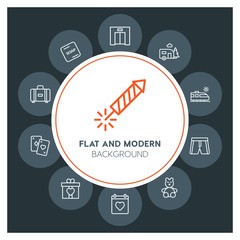 hotel, travel, valentine Infographic Circle outline Icons Set. Contains such Icons as  business,  website,  elements,  background,  pattern,  banner,  slider and more. Fully Editable. Pixel Perfect