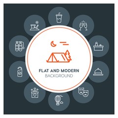 hotel, travel, valentine Infographic Circle outline Icons Set. Contains such Icons as  business,  website,  elements,  background,  pattern,  banner,  slider and more. Fully Editable. Pixel Perfect