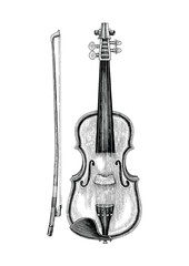 Naklejka premium Violin hand skecth vintage style