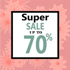 Spring sale banner with paper flowers on a yellow background. Vector illustration. Banner perfect for promotions, magazines,