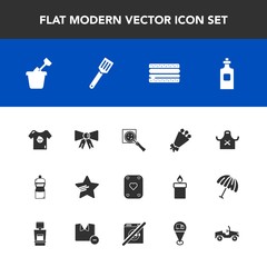 Modern, simple vector icon set with cleaner, sandwich, clothing, kid, glass, star, game, find, sand, search, liquid, food, fashion, snack, kitchen, bow, chief, sign, play, poker, sandbox, flower icons