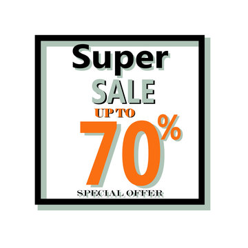 Super sale banner. Sale and discounts. Vector poster illustration. Super Sale lettering calligraphy card.