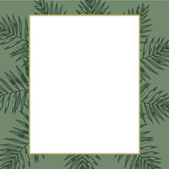 A border frame design decorated with floral tropical palm leaves with room for your message.