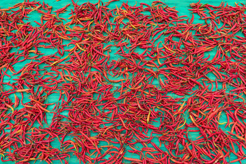 hot red chili peppers pattern with green background