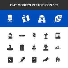 Modern, simple vector icon set with medical, trash, ice, market, alcohol, temple, cake, nature, sweet, can, garbage, natural, medicine, mark, fruit, pagoda, tree, shop, leaf, summer, food, store icons