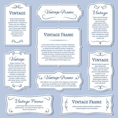 Vintage frame labels with calligraphic text dividers vector set
