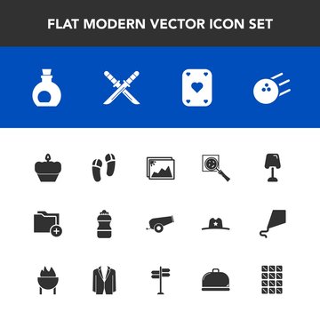 Modern, simple vector icon set with interior, oil, table, image, healthy, bottle, katana, business, magnifier, folder, mediterranean, cannon, water, poker, ball, drink, japanese, search, file icons