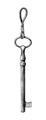 Vintage key hand drawing engraving style