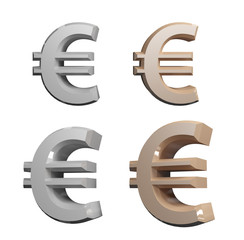 Obraz premium Euro Icon Silver and gold on white Background