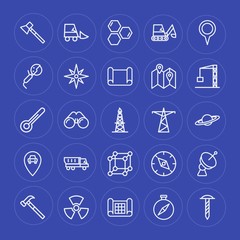 Fototapeta premium Modern Simple Set of industry, science, location Vector outline Icons. Contains such Icons as north, construction, radiation, construction and more on blue background. Fully Editable. Pixel Perfect.