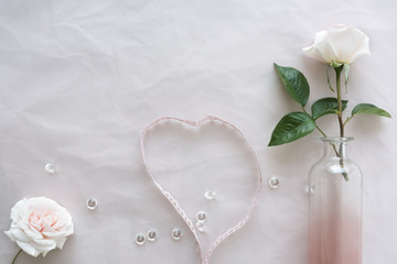 White wedding roses on tender background