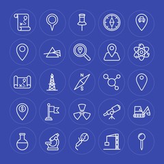 Modern Simple Set of industry, science, location Vector outline Icons. Contains such Icons as  laboratory,  travel,  experiment, building and more on blue background. Fully Editable. Pixel Perfect.