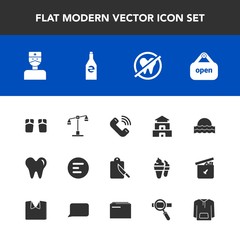 Modern, simple vector icon set with light, call, cutlery, drink, judge, sun, sunset, beach, menu, phone, bottle, white, dental, asia, temple, law, fashion, culture, dentist, button, nature, app icons