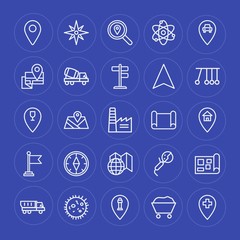 Modern Simple Set of industry, science, location Vector outline Icons. Contains such Icons as  place,  industry,  concrete,  city,  machine and more on blue background. Fully Editable. Pixel Perfect.