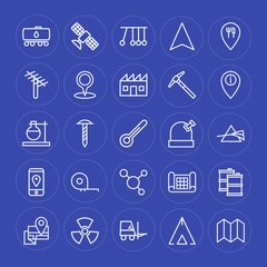 Modern Simple Set of industry, science, location Vector outline Icons. Contains such Icons as  oil,  pointer,  delivery,  motion,  world and more on blue background. Fully Editable. Pixel Perfect.