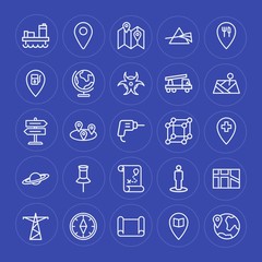 Modern Simple Set of industry, science, location Vector outline Icons. Contains such Icons as  location,  abstract, oil,  station, petrol and more on blue background. Fully Editable. Pixel Perfect.