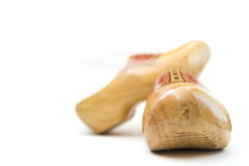 Dutch wooden clogs isolated on the white background