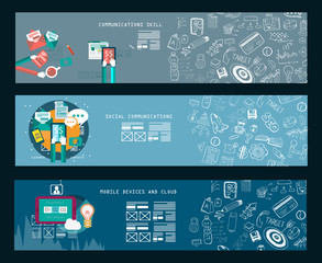 Business Concept Banner for teamwork and brainsotrming with Flat style. A lot of design elements