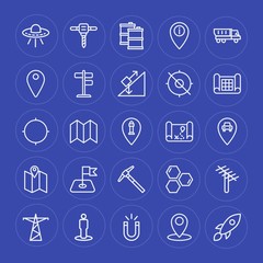 Fototapeta premium Modern Simple Set of industry, science, location Vector outline Icons. Contains such Icons as building, tower, internet, technology, ufo and more on blue background. Fully Editable. Pixel Perfect.