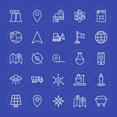 Modern Simple Set of industry, science, location Vector outline Icons. Contains such Icons as  container,  environment,  star,  ecology, map and more on blue background. Fully Editable. Pixel Perfect.