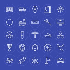 Modern Simple Set of industry, science, location Vector outline Icons. Contains such Icons as  location,  sky,  waving,  building,  railway and more on blue background. Fully Editable. Pixel Perfect.