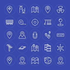Modern Simple Set of industry, science, location Vector outline Icons. Contains such Icons as  sign,  money,  transportation, location,  lab and more on blue background. Fully Editable. Pixel Perfect.