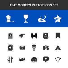 Modern, simple vector icon set with craft, space, sign, rocket, parachute, phone, teapot, play, clinic, sport, wine, drink, jump, media, game, patient, object, dentistry, identity, glass, star icons