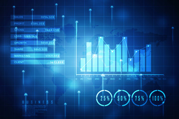 2d rendering Stock market online business concept. business Graph
