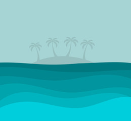 Fototapeta na wymiar Blue ocean and the island with palms