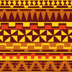 Color seamless pattern in ethnic style. Ornamental element African theme. Set of vintage decorative tribal border. Traditional Maori decoration background with national elements form.