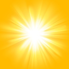Yellow sun rays with orange flare