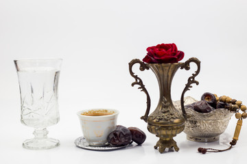 Ramadan food, traditional muslim culture food for ramadan kareem night, prayer for Allah by fasting food and consumed after sunset during Holy month of Ramadan