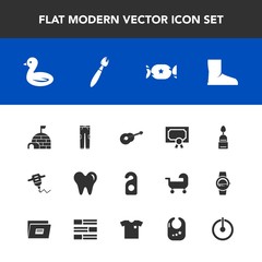Modern, simple vector icon set with food, healthy, wildlife, pants, hand, drill, ice, animal, fashion, label, privacy, music, boot, dental, cake, candy, snow, white, hotel, machine, house, work icons