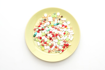 Fototapeta na wymiar pills ,drugs ,pharmacy ,medicine or medical on plate