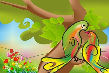 Wiosenna miłość ptaków © klatki