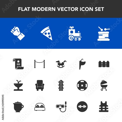 Modern Simple Vector Icon Set With Safety Instrument Hand