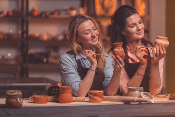 Young attractive girls in studio