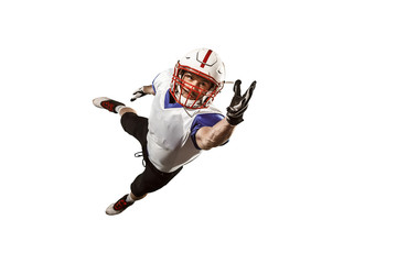 one american football player man studio isolated on white background