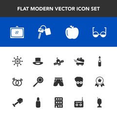Modern, simple vector icon set with space, utensil, car, engagement, planet, cooking, kitchen, ship, fresh, rudder, white, wheel, station, laboratory, medicine, diamond, tv, wedding, template icons