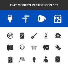 Modern, simple vector icon set with toy, housework, air, salt, male, tool, bottle, direction, guitar, shovel, hot, boy, banner, communication, water, technology, conditioner, audio, spice, phone icons