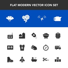 Modern, simple vector icon set with health, sale, restaurant, price, espresso, game, radio, ecology, toy, baby, coffee, equipment, spring, energy, play, casette, floral, drink, shirt, bear, ball icons
