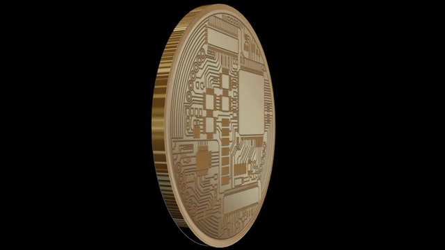 Bitcoin spinning on black background loop