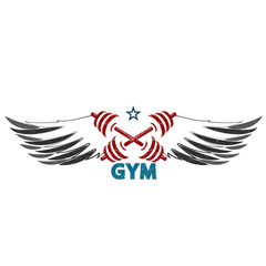 Dumbbells and wings silhouette