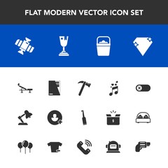 Modern, simple vector icon set with orbit, lamp, switch, deactivate, equipment, energy, award, off, sound, dental, tool, station, wrench, table, hammer, file, gem, planet, electric, turn, space icons