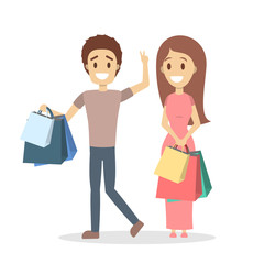 People shopping set.