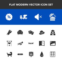 Modern, simple vector icon set with beautiful, fireplace, celebration, sound, percent, sign, price, holiday, floral, pagoda, campfire, bouquet, ufo, success, background, flower, coffee, chef icons