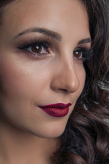 Face of a beautiful multi-ethnic girl close-up. Beautiful make-up