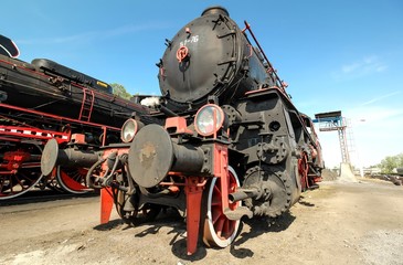 Fototapeta na wymiar vintage steam trains on sunny day